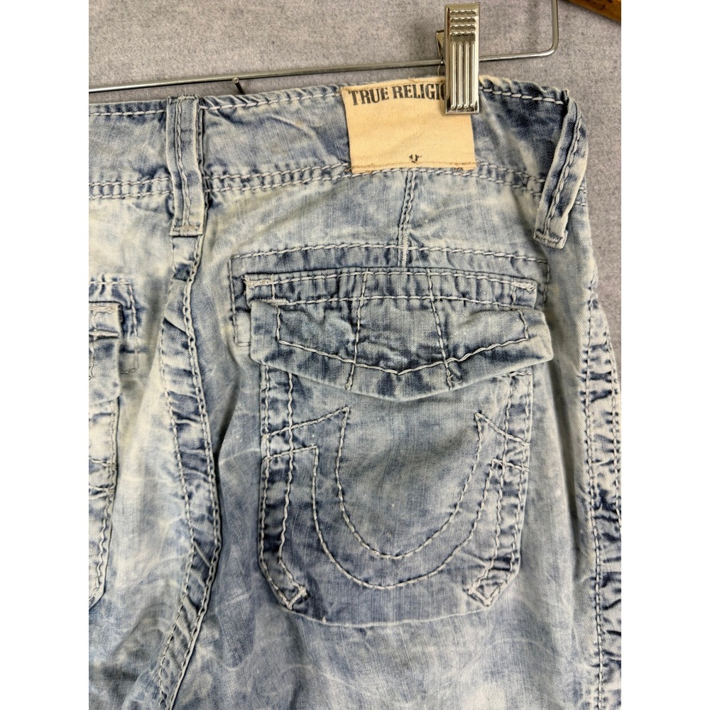 True‎ Religion Mens Acid Wash Jogger Jeans Light Blue Drawstring Size 28